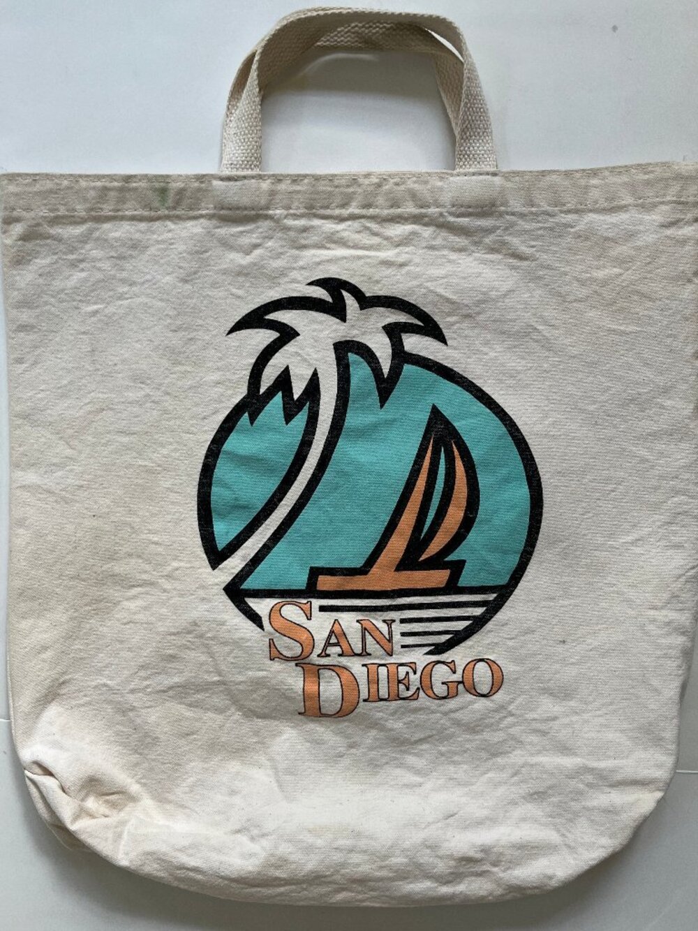 Vintage 80s Canvas San Diego Tote Bag Carry All Shopper